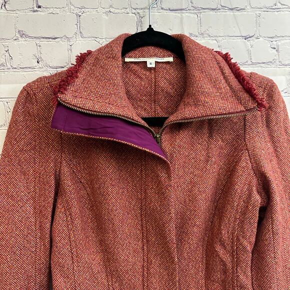 Diane von Furstenberg Marika Wool Tweed Jacket Zip Up Size 6 Vintage - Picture 2 of 11